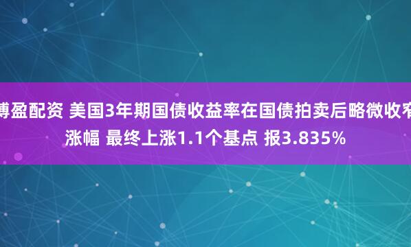 博盈配资 美国3年期国债收益率在国债拍卖后略微收窄涨幅 最终上涨1.1个基点 报3.835%